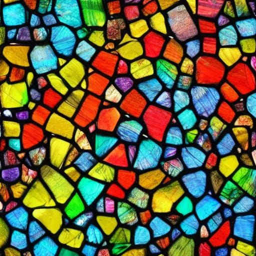 Stained Glass Quilt with Liquid Bubbles, Digital Art
