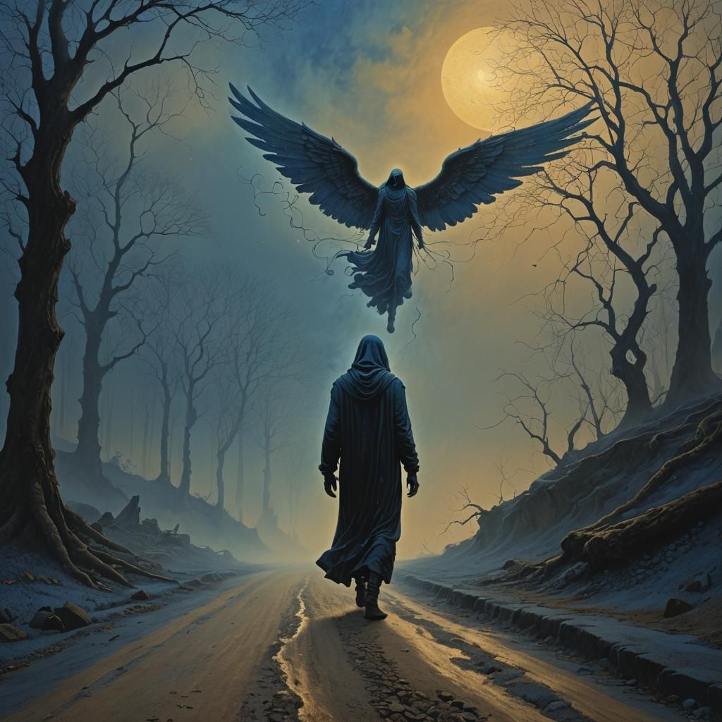 Angel watching over a traveler