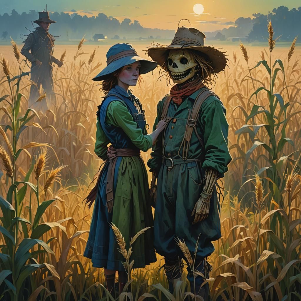 Cornfield Embrace: A Fantasy Concept Art Masterpiece