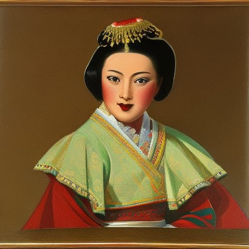 Steampunk Geisha Face in Art Nouveau Style