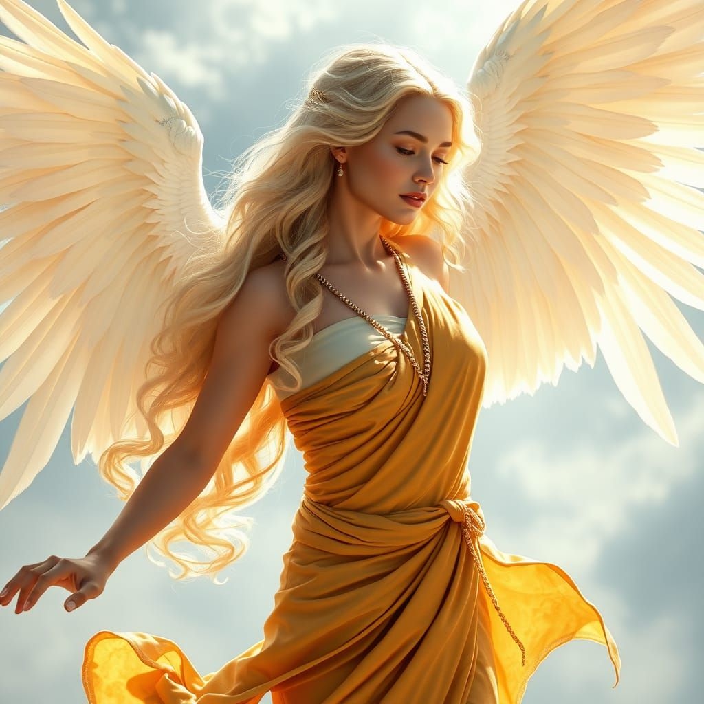 Ethereal Goddess in Golden Radiance