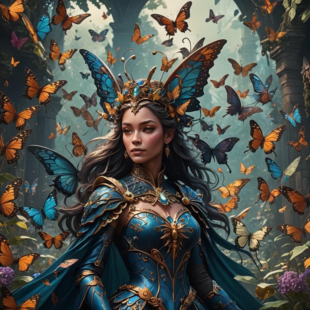 Fantastical Butterfly Queen in Detailed Digital Painting