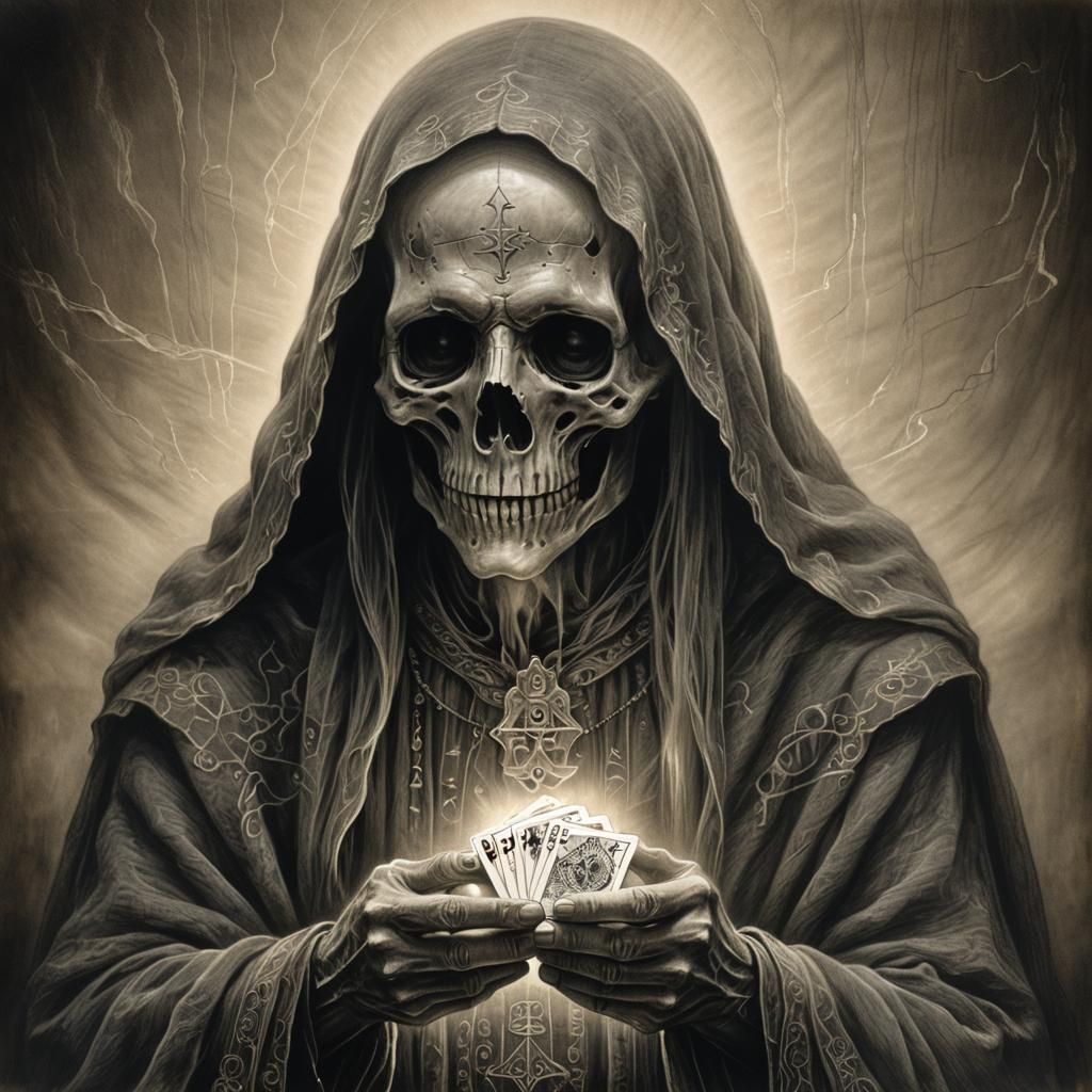 Mystical Ghost Fortune Teller in Charcoal Style