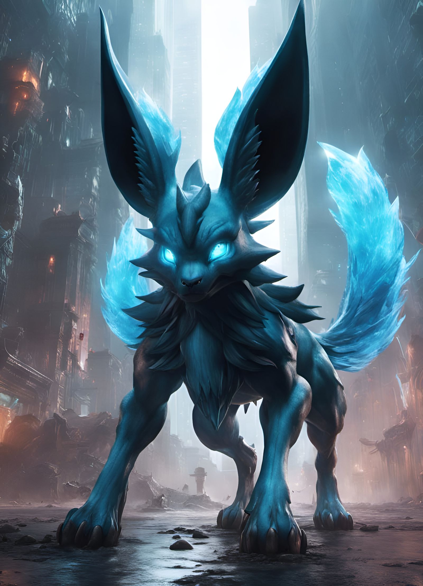 Glaceon as Hyperdetailed Monster Concept Art