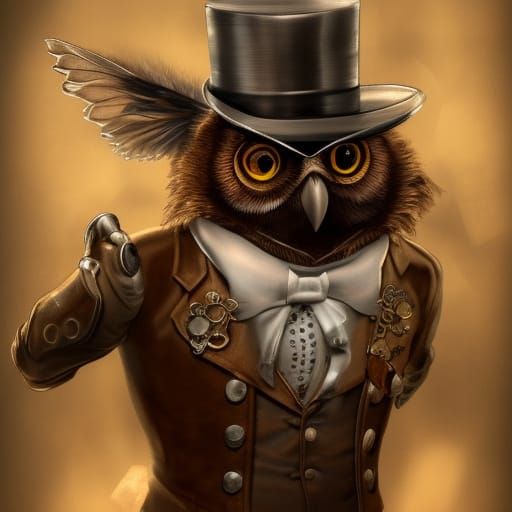 Steampunk Owl Bartender with Dynamic Lighting