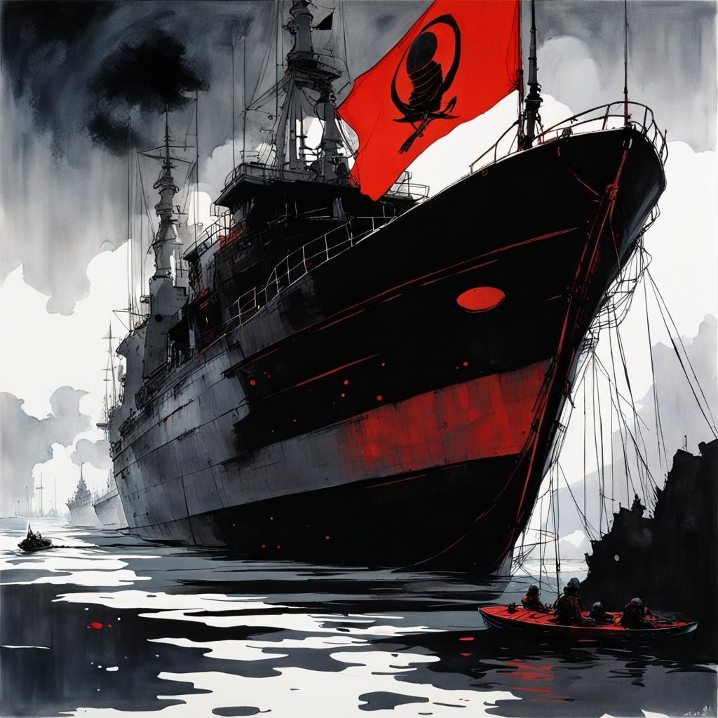 Cosmic Boat Enters Tartarus with Red Flag