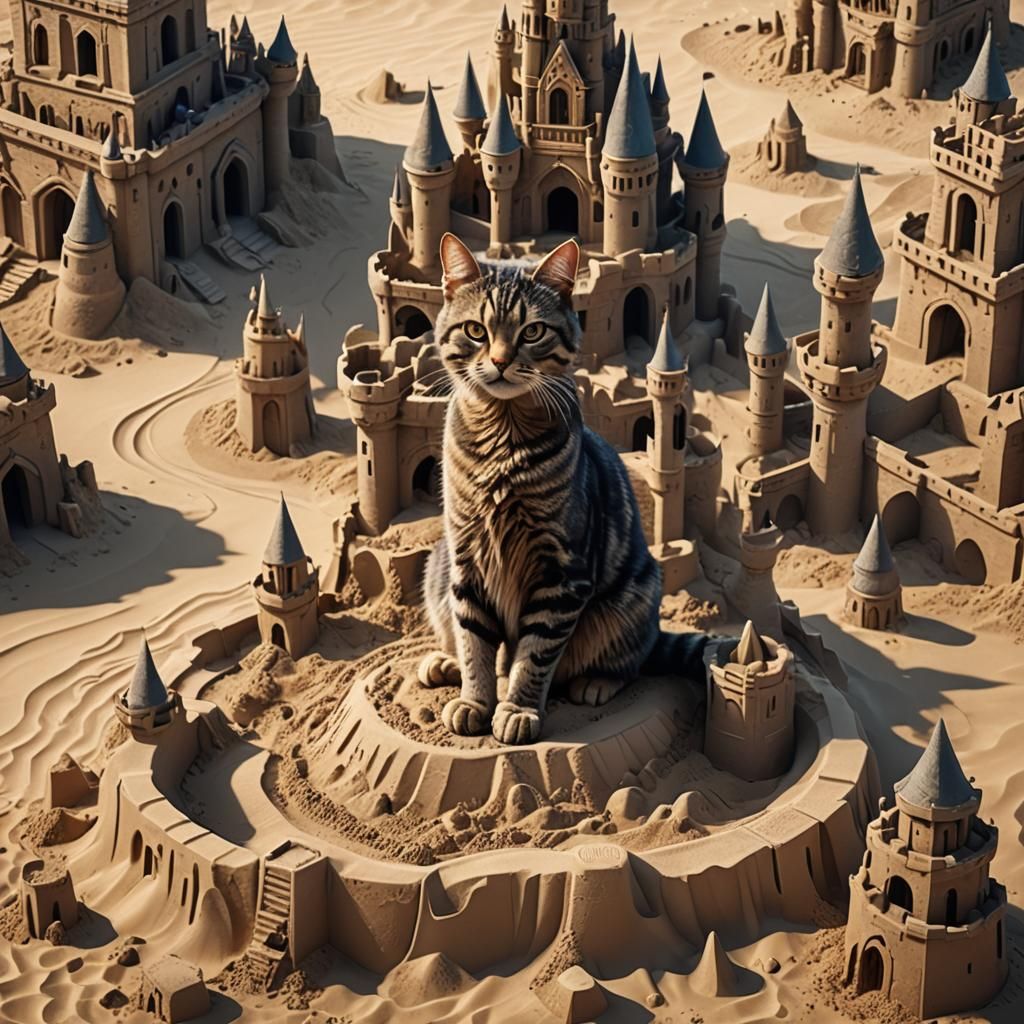 Cat Builds Sandcastle: Fantasy Concept Art