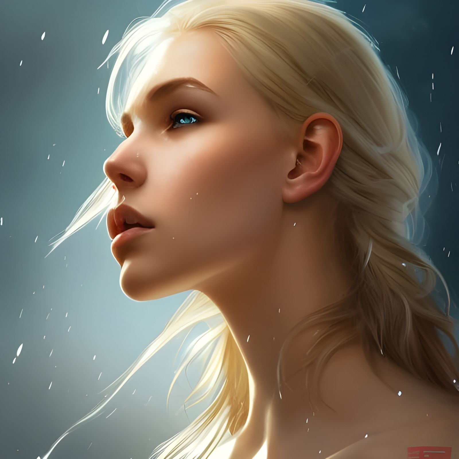 Gorgeous Blonde Woman Portrait in Art Nouveau Style