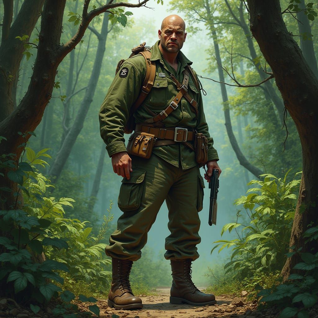 Rugged Man in Jungle, Dystopian Realism