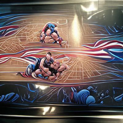 Olympic Wrestling Match in Comic Book Style