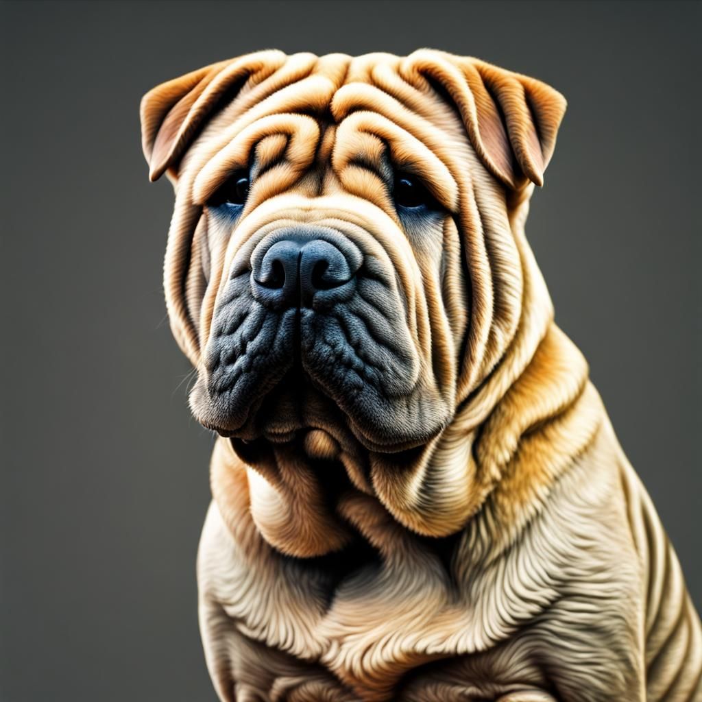 Two Shar Pei Dogs in Pop Art Style