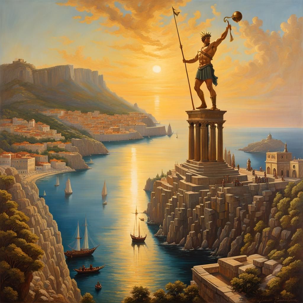 Colossus of Rhodes: Epic Oil Painting of Helios