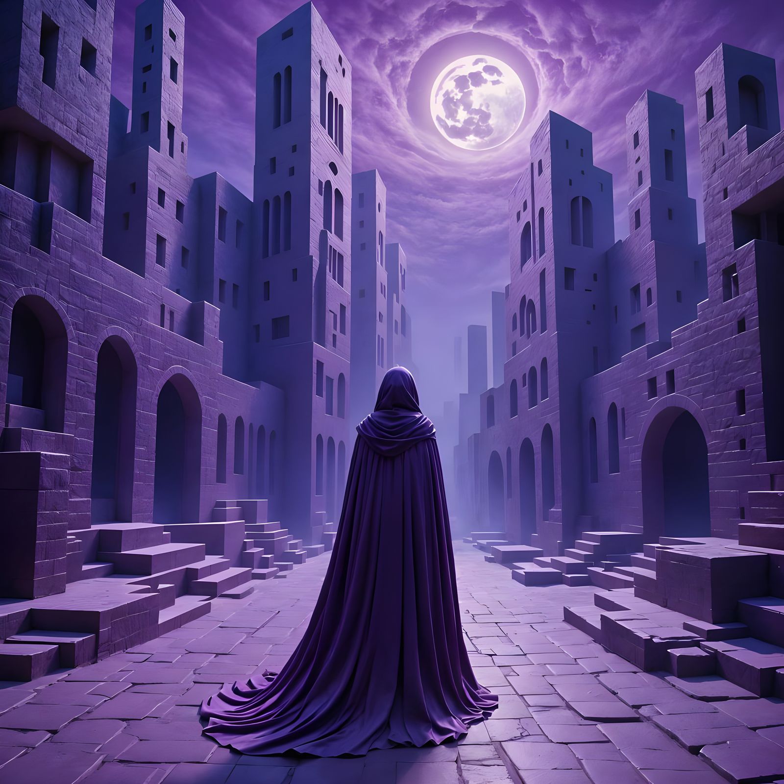 MC Escher Style Art - Feeling Purple