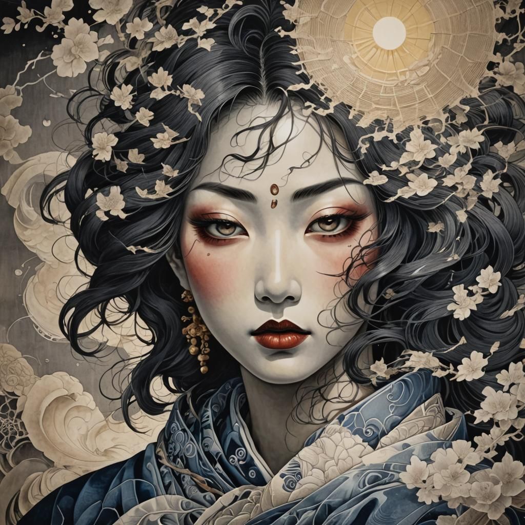 Shin Hanga Portrait with Translucent Details