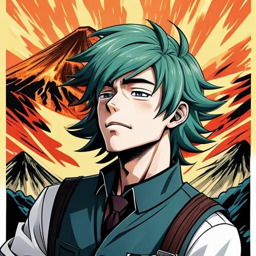 Anime Boy's Head Erupting Like a Volcano