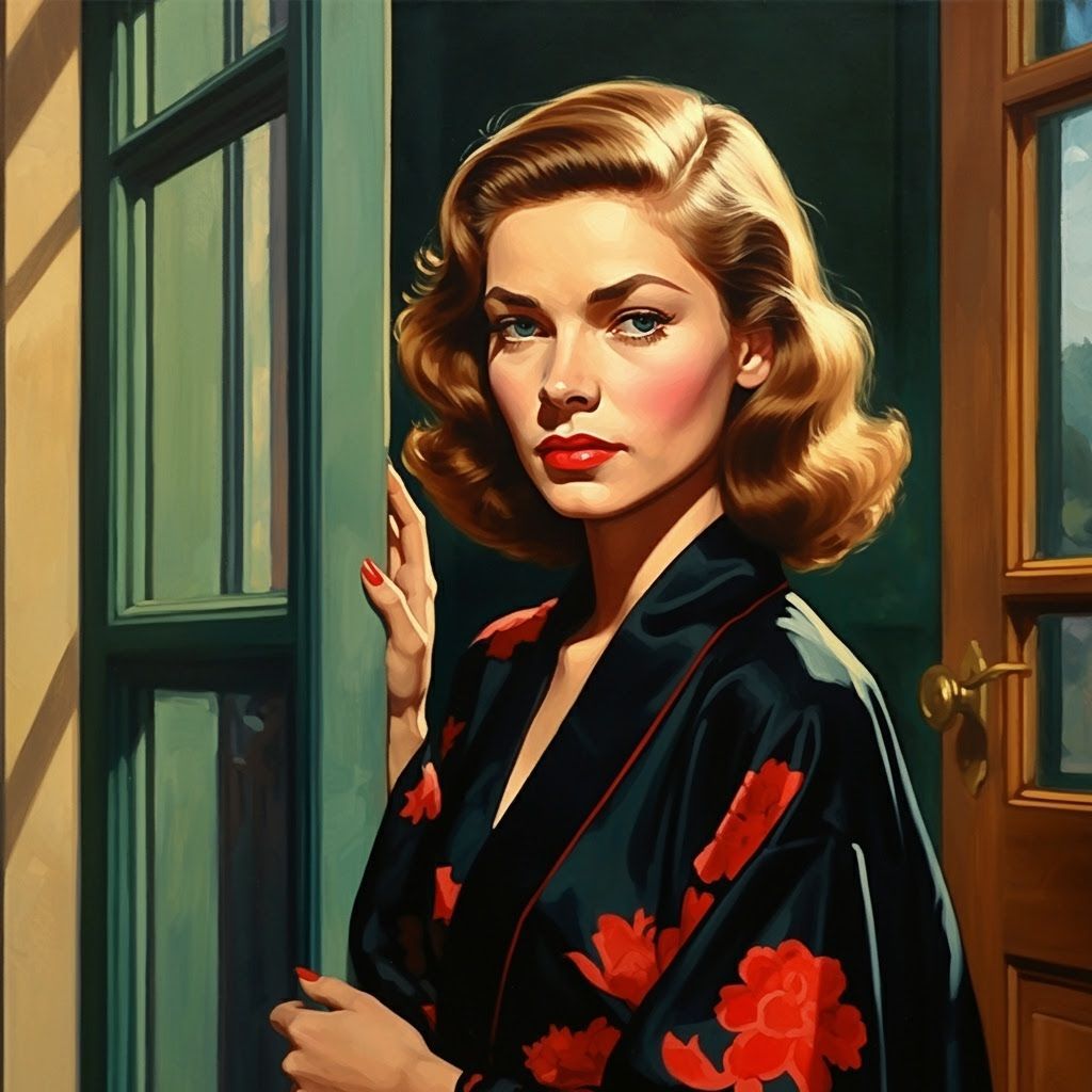Lauren Bacall in Silk Kimono, Hopper Style