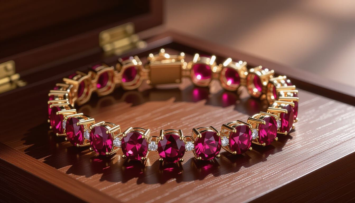 Regal Ruby and Diamond Bracelet in 3D Style