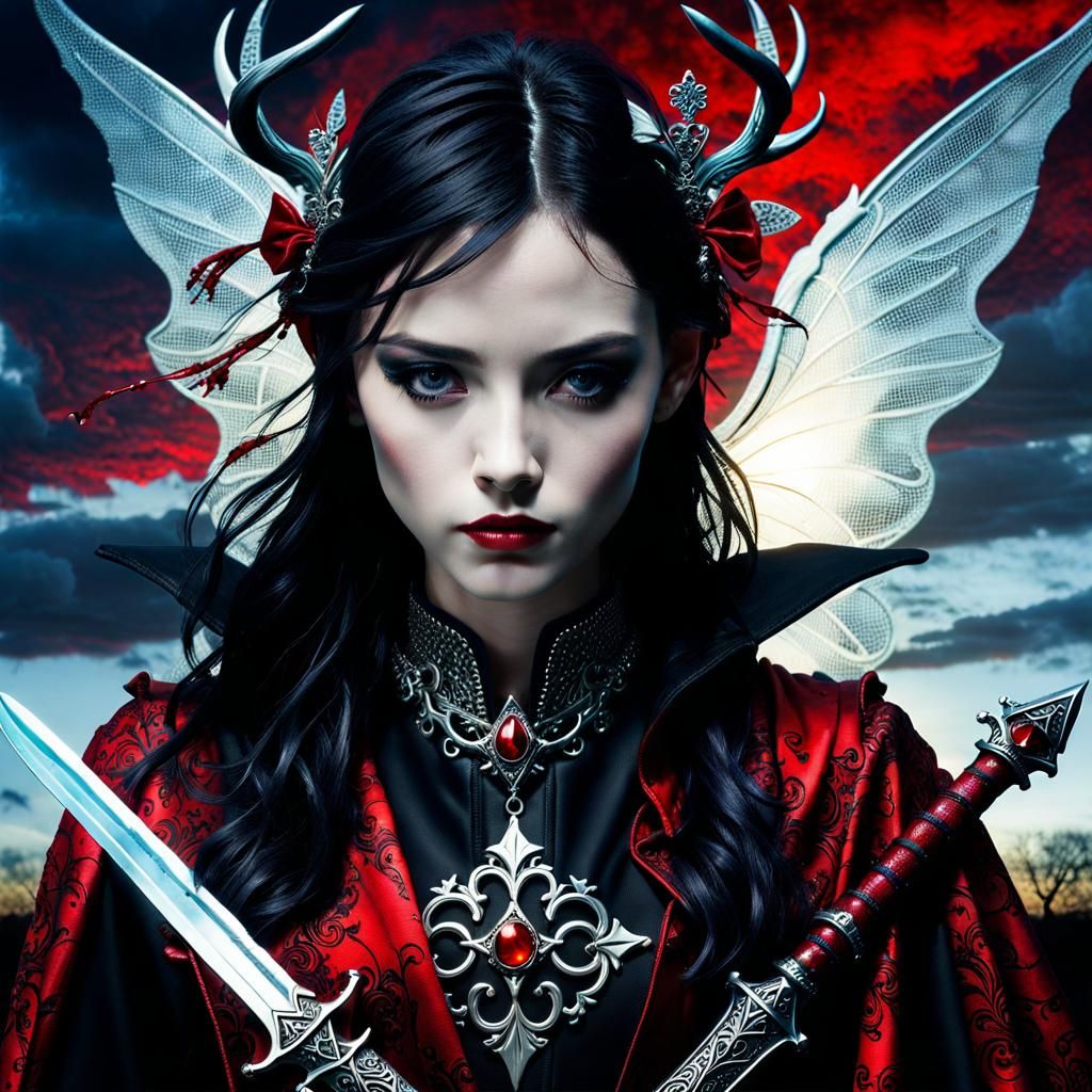 Bioluminescent Dagger Silhouette in Twilight: Expressionist ...