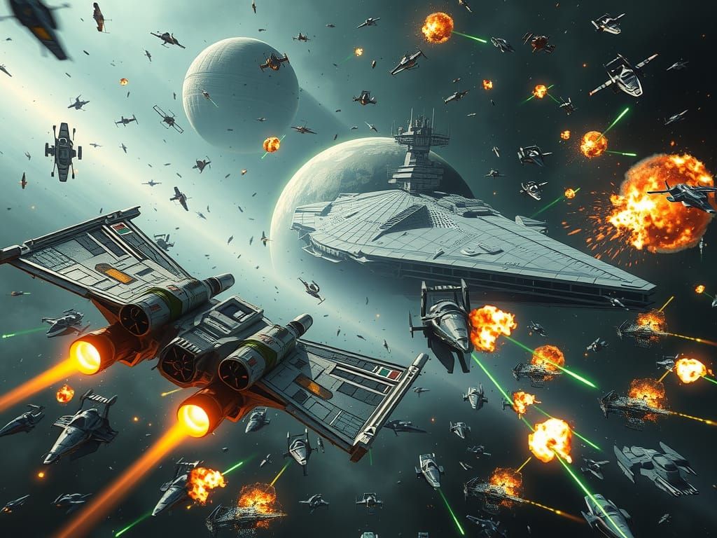 Epic Star Wars Space Battle Over Endor
