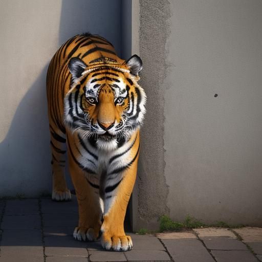 Tiger Peeking from Behind Wall Tattoo Design