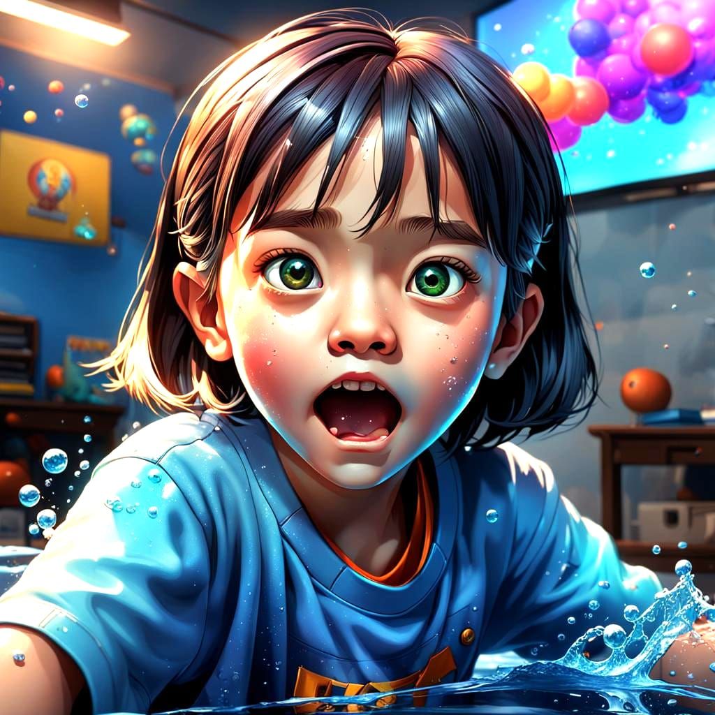 Boy Plays VR Game in Poster-Filled Room