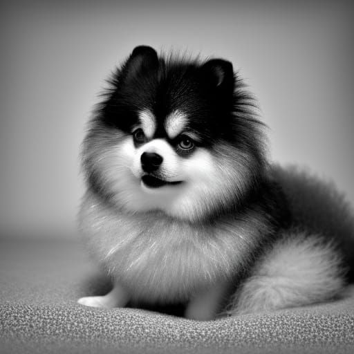 Hyperdetailed Pomeranian in Pearlescent Filigree