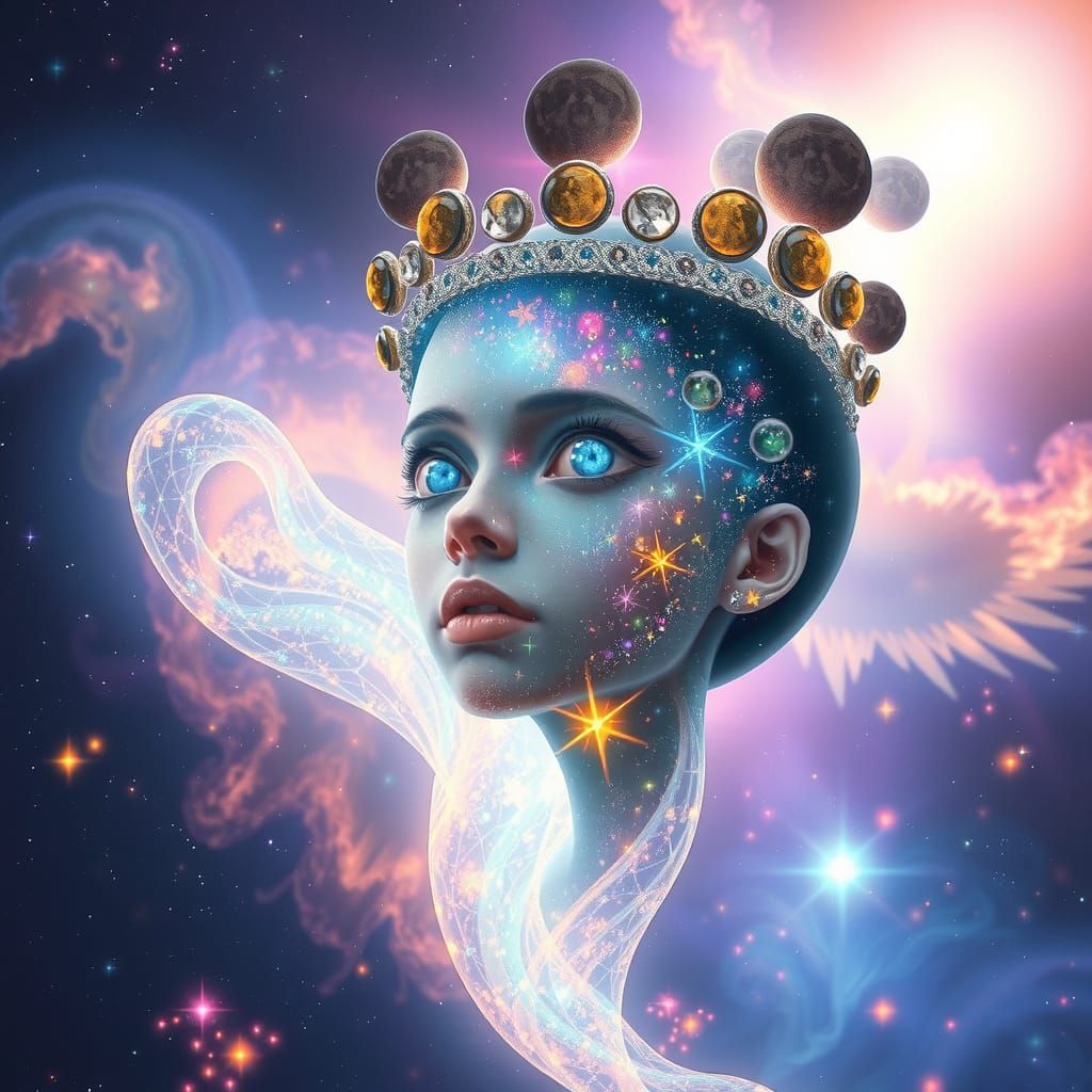 Ethereal Cosmic Being in Celestial Wonder Style