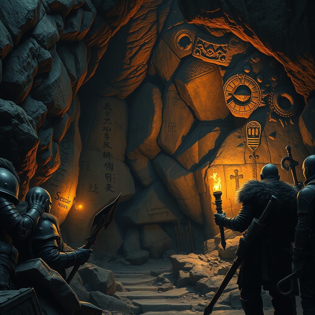 Dark Futuristic Caverns in Worn Leather Armor