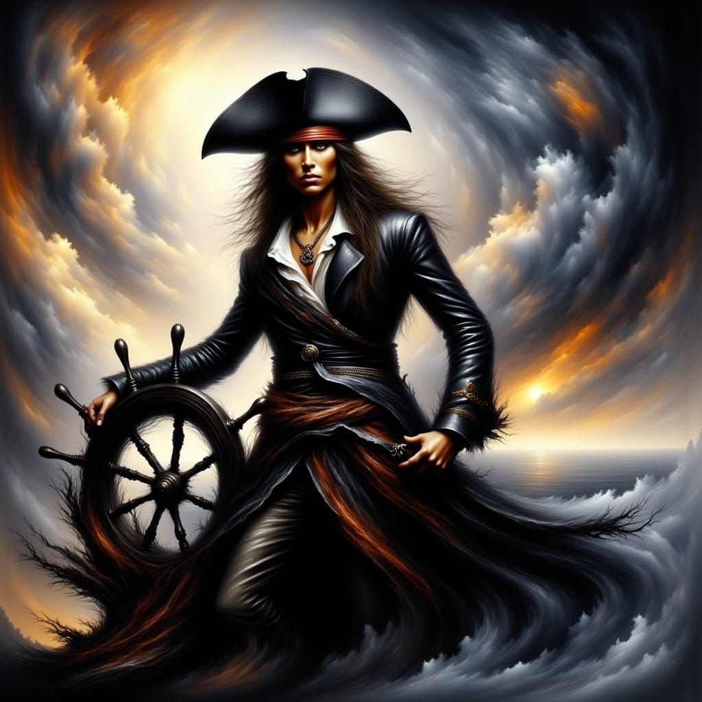 Captain Jack Sparrow at the Helm in Dark Academia Style