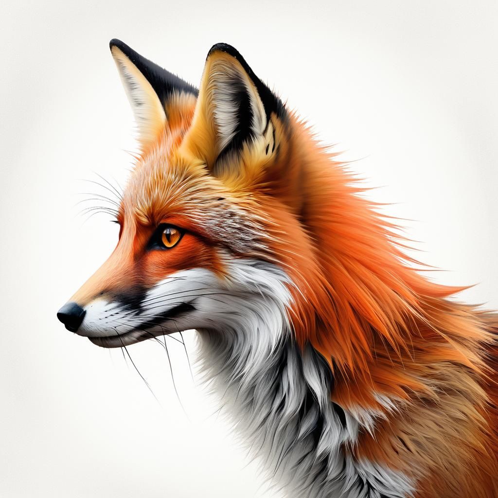 Pastel Red Fox Portrait in Jon Klassen Style