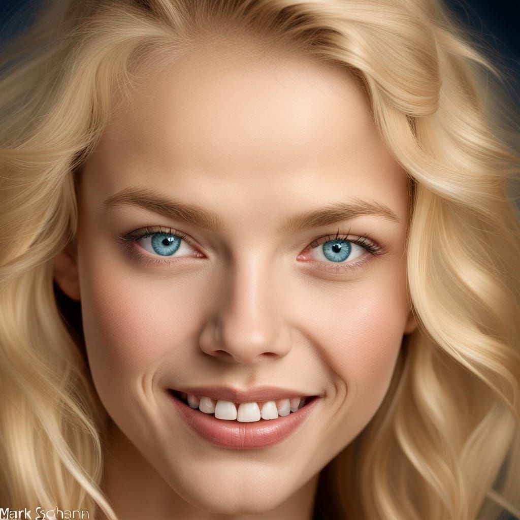 Blonde Woman Smiling Portrait in Professional Photography St...
