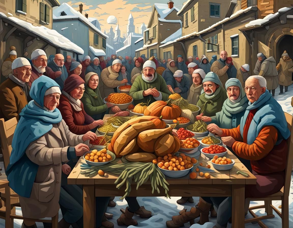 Harvest Celebration: Action Painting in Hypermodern Style