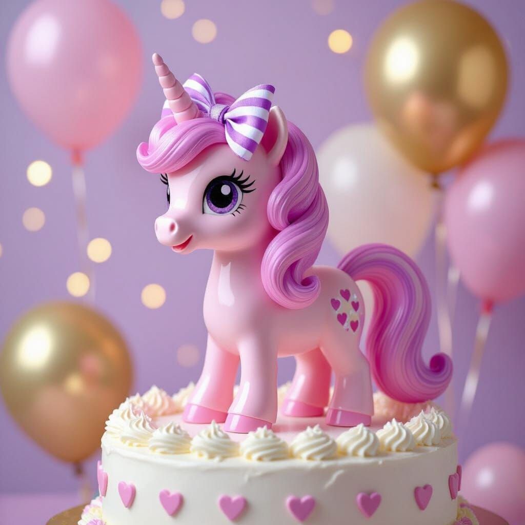 Vintage My Little Pony Toy on Birthday Cake