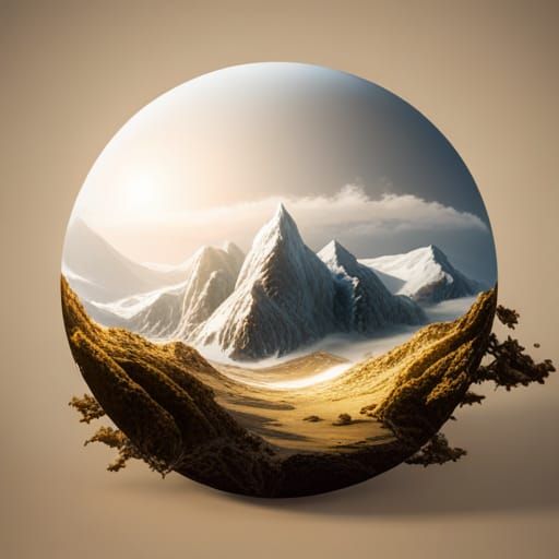 Detailed Snow Globe Matte Painting in Deep Color