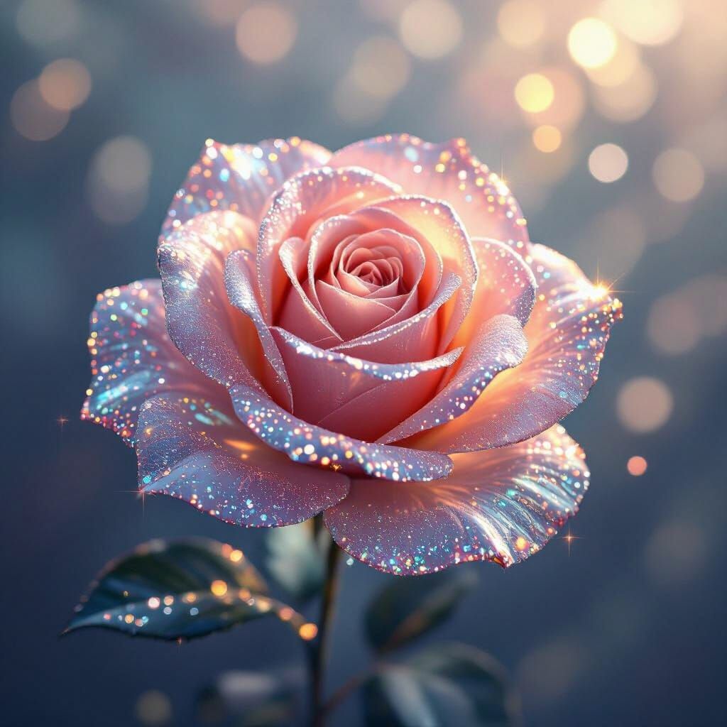 Crystal Sugar Rose with Swirling Light Effects