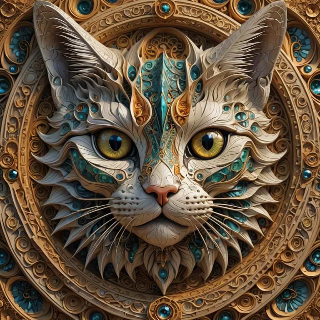 Kaleidoscopic Fractal Cat-Eye Bas Relief