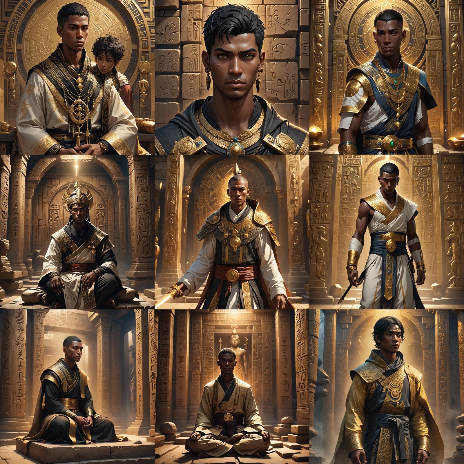 Egyptian Monk Portrait in 3D Anime Style