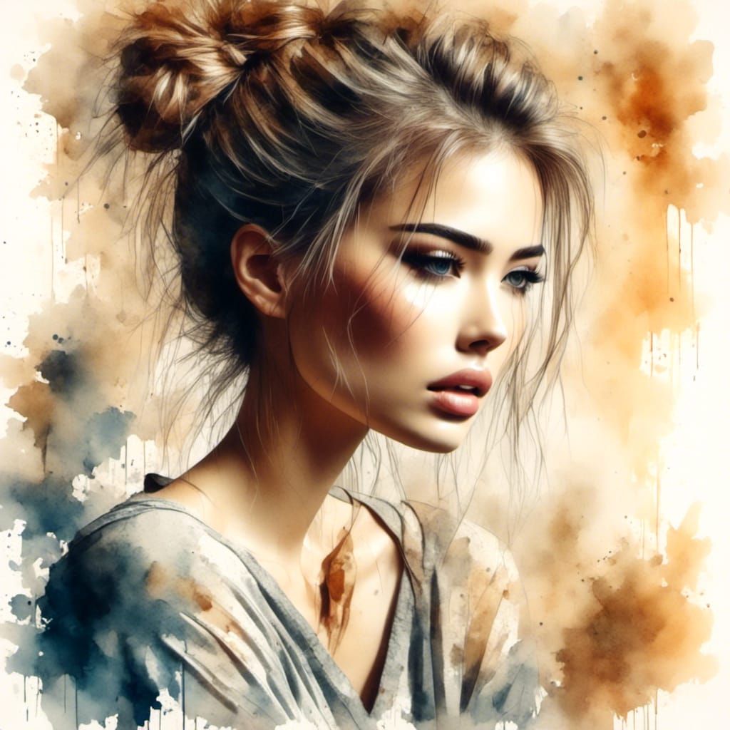 Watercolor Portrait in Impressionistic Fauvist Style