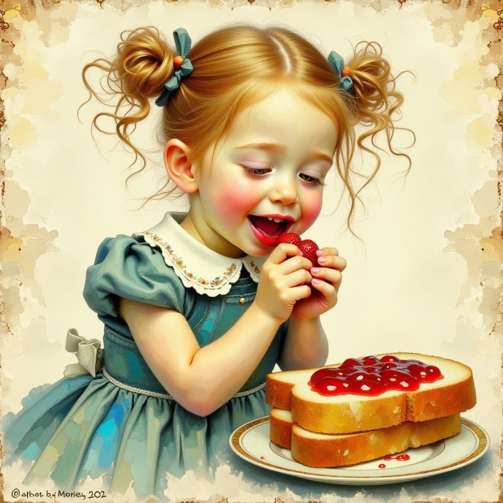 Whimsical Girl with Strawberry Jam