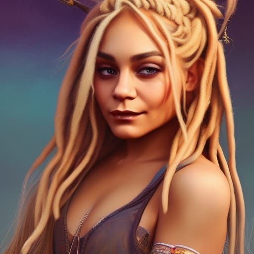 Detailed Matte Painting of Woman with Dreads