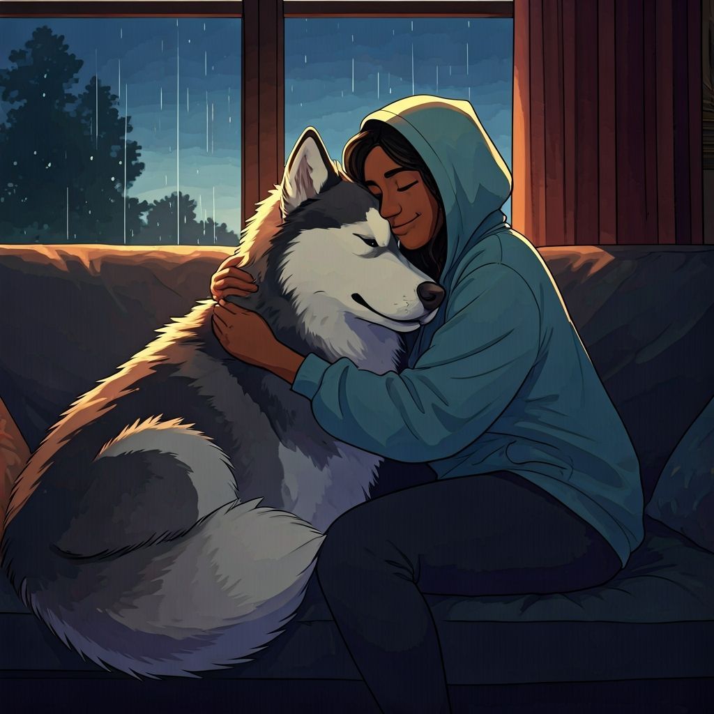 Cozy Rainy Day Snuggles with Alaskan Malamute
