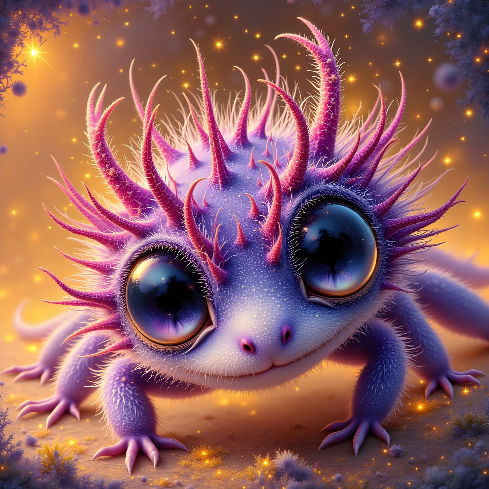 Whimsical Furry Dragon-Firefly Hybrid