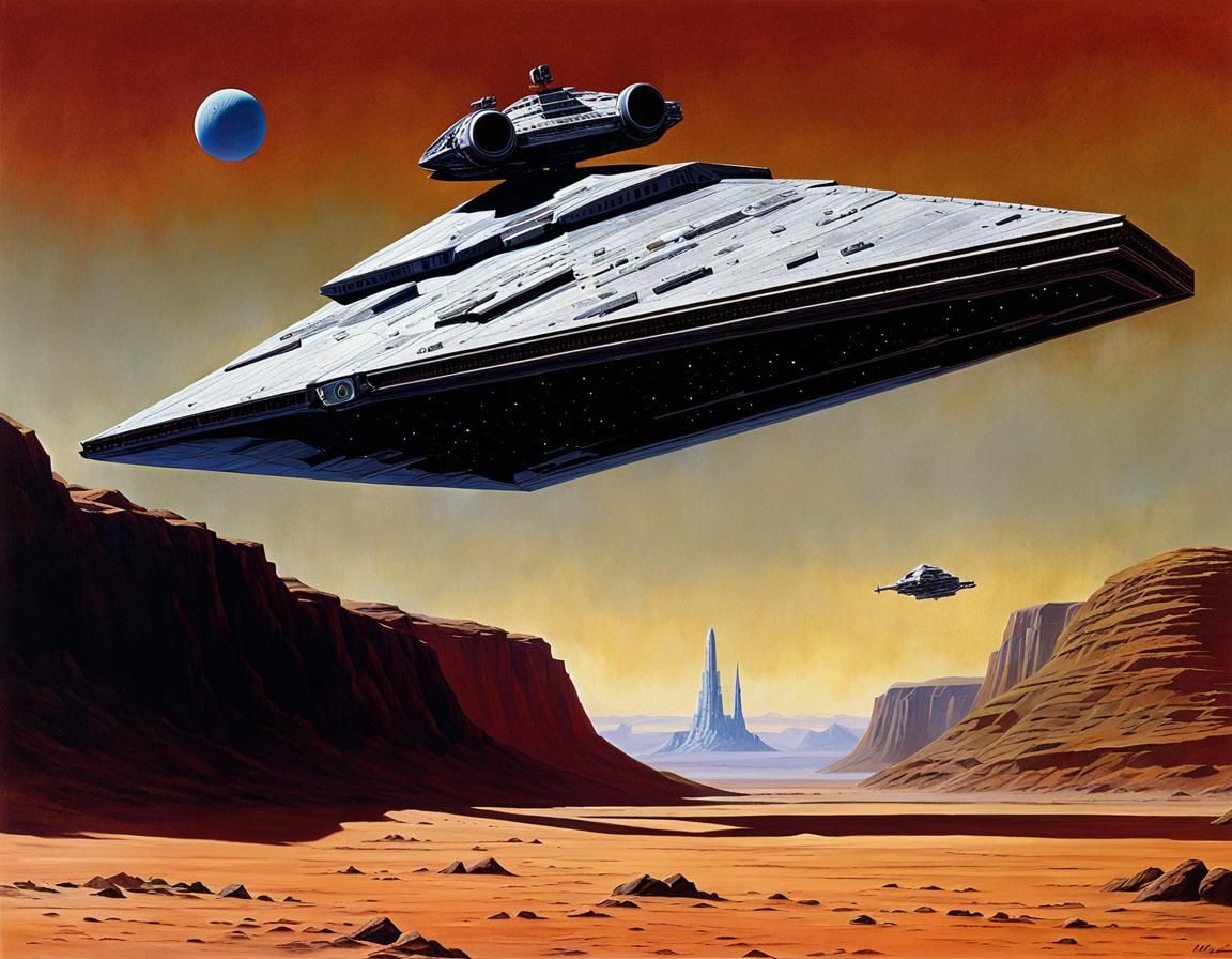 Imperial Star Destroyer Orbiting Dead Planet