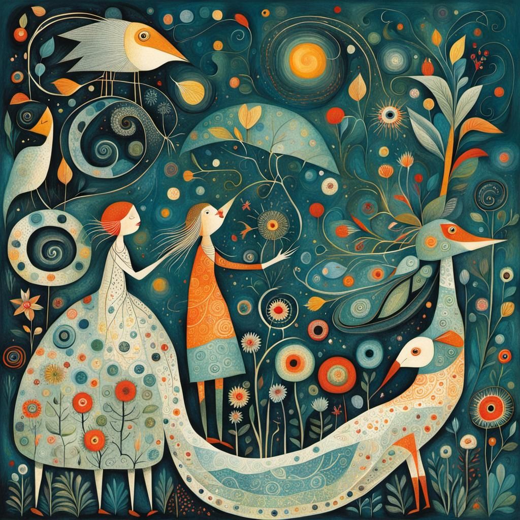 Adorable Whimsical Illustration in Abstract Style