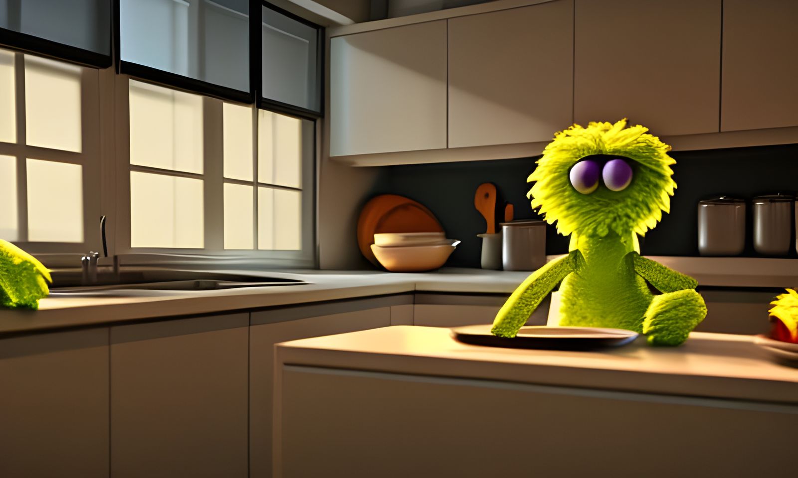 Muppet Chef Cooking in Kitchen, 8K 3D