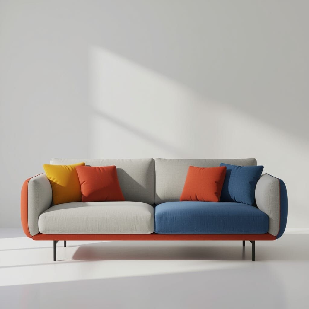 Modern Sofa with Colorful Upholstery in Minimalist Style