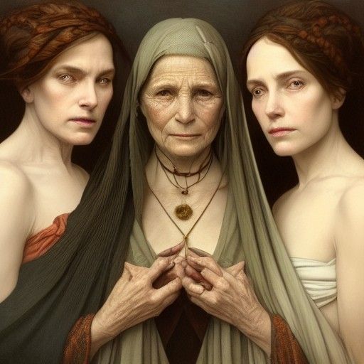 The Three Fates in Art Nouveau Style