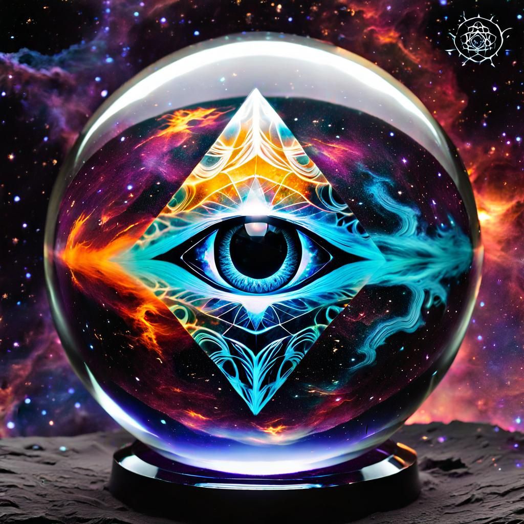 Bioluminescent Fractal in Glass Ball, Fantasycore Art