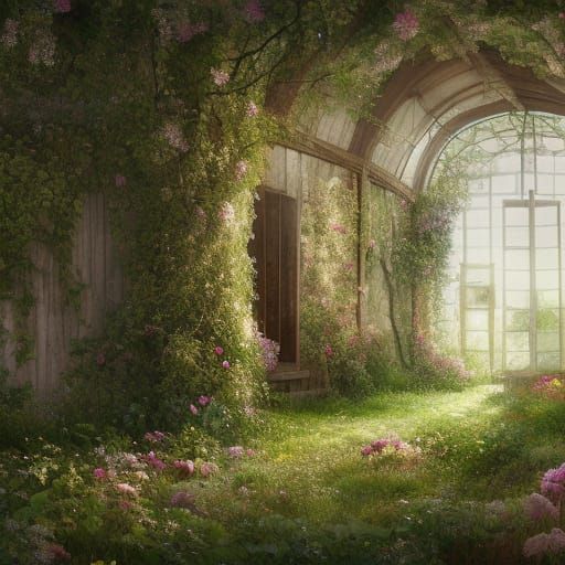 Overgrown Barn in Hyperrealistic Watercolour Style