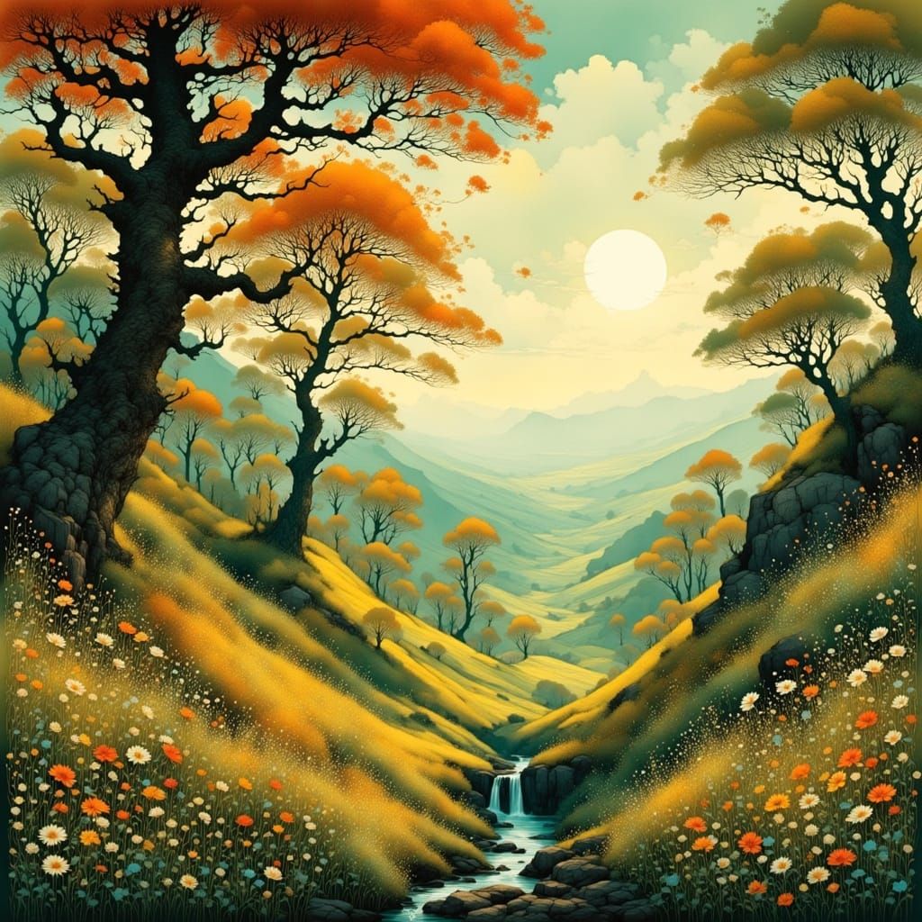 <lora:landscape world:1.0> a spring day